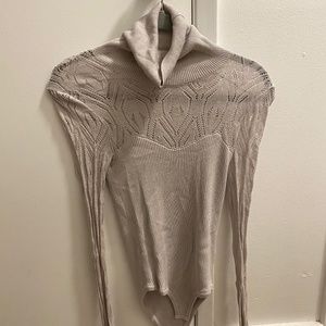 Free people turtleneck gray bodysuit